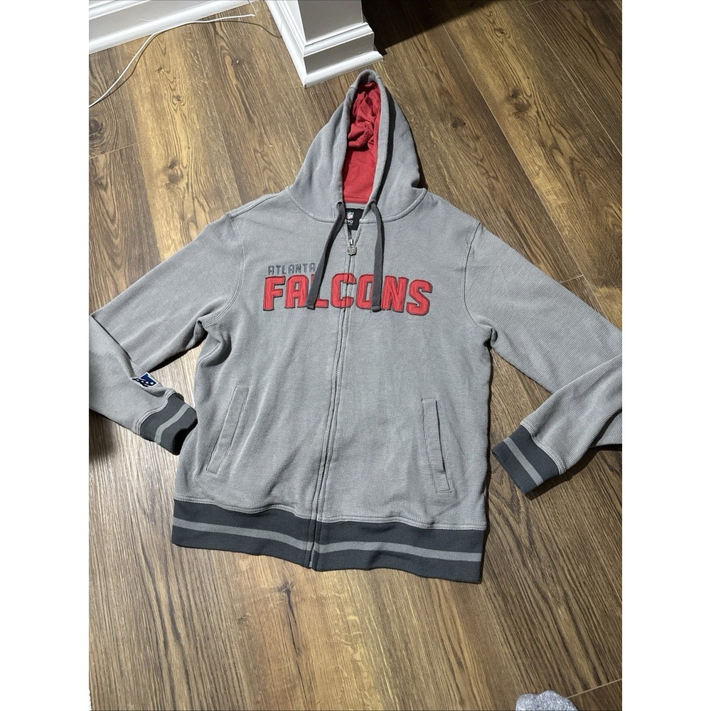 Atlanta Falcons Gray Zip Up Thermal Hoodie NFL Pro Line Mens‎ Size Medium